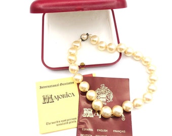 Vintage Majorica 10 mm Pearl Necklace w/Original Case 16"