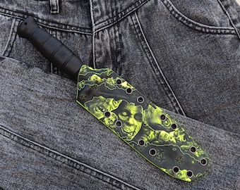 Funda de kydex personalizada para cuchillos Glock 78/81 con diseños. Funda táctica de kydex hecha a mano. Funda de cuchillo táctica personalizada con opciones de montaje.