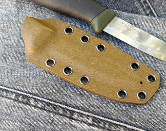 Funda de Kydex para cuchillo Morakniv Companion. Color coyote. Funda táctica de Kydex hecha a mano.