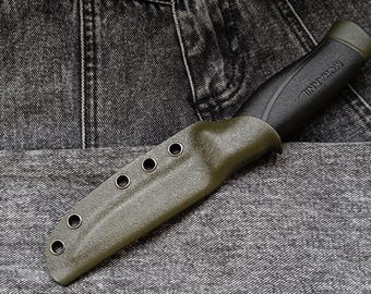 Compact olive kydex sheath for Mora Companion Heavy Duty knife. Custom Knife Holster. Belt Carry Option. Only the sheath. Sheath with mount.