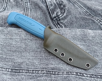 Funda compacta de kydex para Morakniv Basic. Kydex color oliva. Funda táctica de kydex hecha a mano. Opciones de montaje.