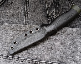 Compact black kydex sheath for Mora Companion Heavy Duty knife. Custom Knife Holster. Belt Carry Option. Only the sheath. Sheath with mount.