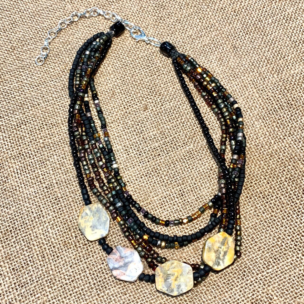 25 Matt Black Beads and Natural Stone Glass Bead STATEMENT Etsy Ireland