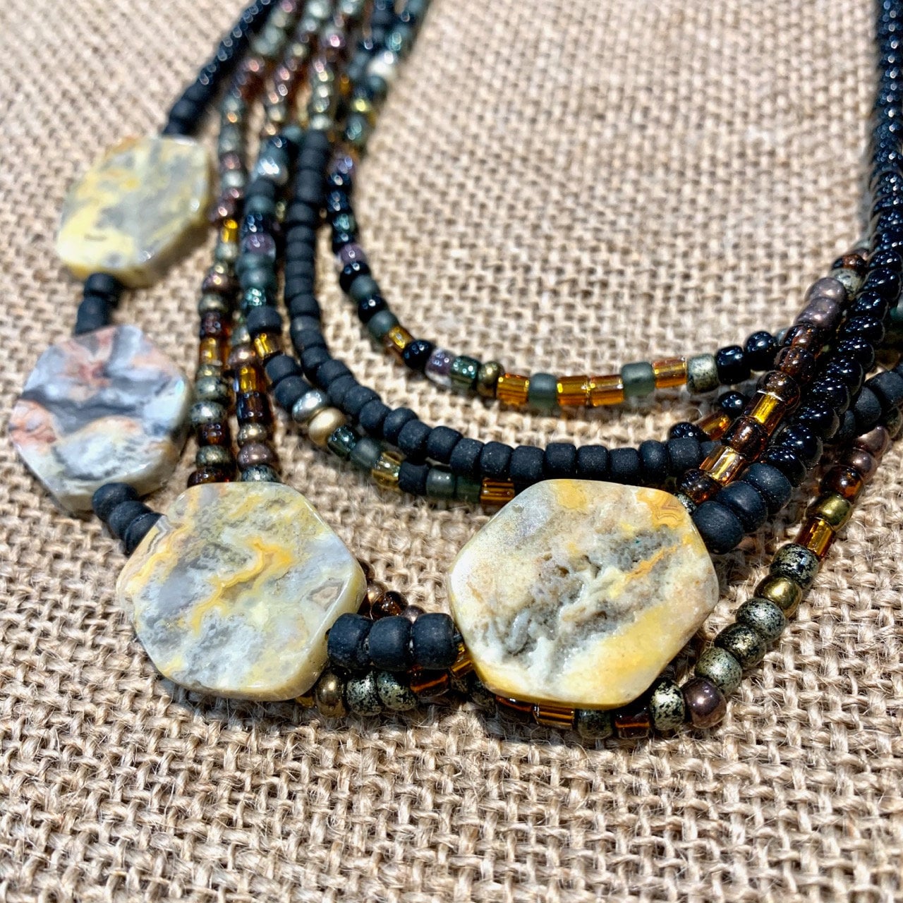 25 Matt Black Beads and Natural Stone Glass Bead STATEMENT Etsy Ireland