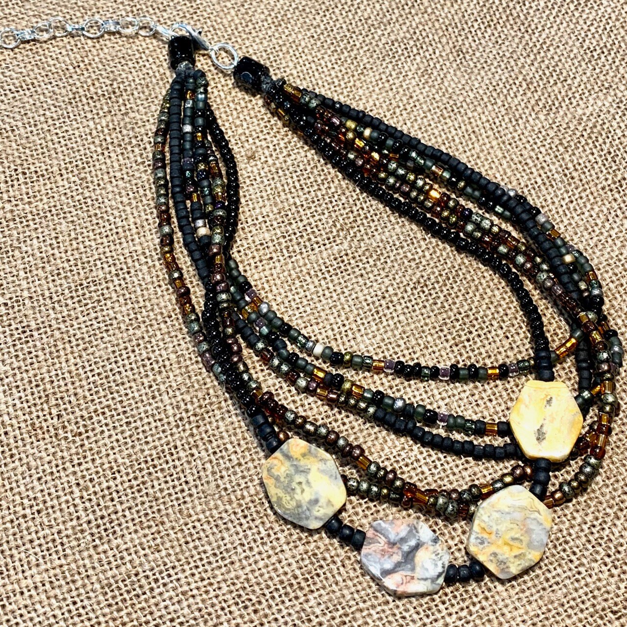 25 Matt Black Beads and Natural Stone Glass Bead STATEMENT Etsy Ireland