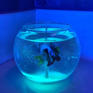 Glow in the Dark Fishbowl Candle, Glow in the Dark Candle, Bathroom Candle Decor, Summer Decor, Beach Themed Decor image 5