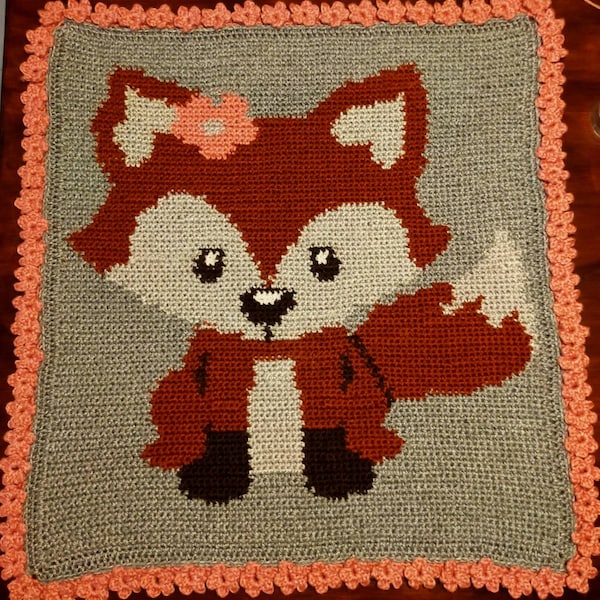 Flower fox blanket * Pattern Only * instant download