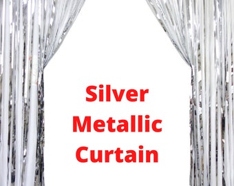 Silver 4 Packs 3.28 x 9.84 Feet Metallic Fringe Curtains Door Foil Curtains Metallic Curtains Party Tinsel Curtains for Photo Backdrops Party Decorations 