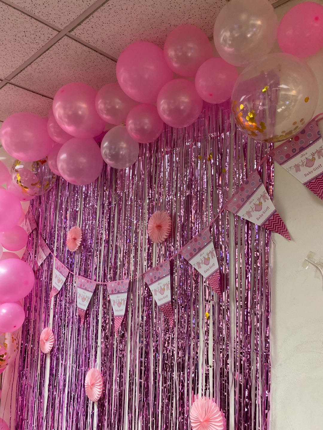Pink Metallic Fringe Curtain. Baby Shower Party Backdrop Etsy