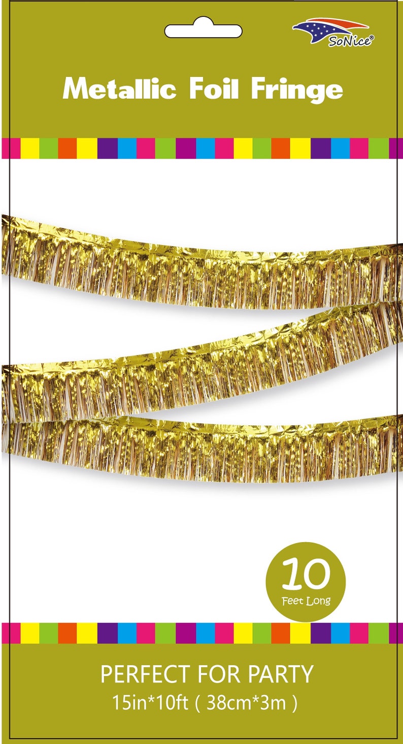 Gold Metallic Fringe Banner Foil Fringe Banner Tinsel Etsy