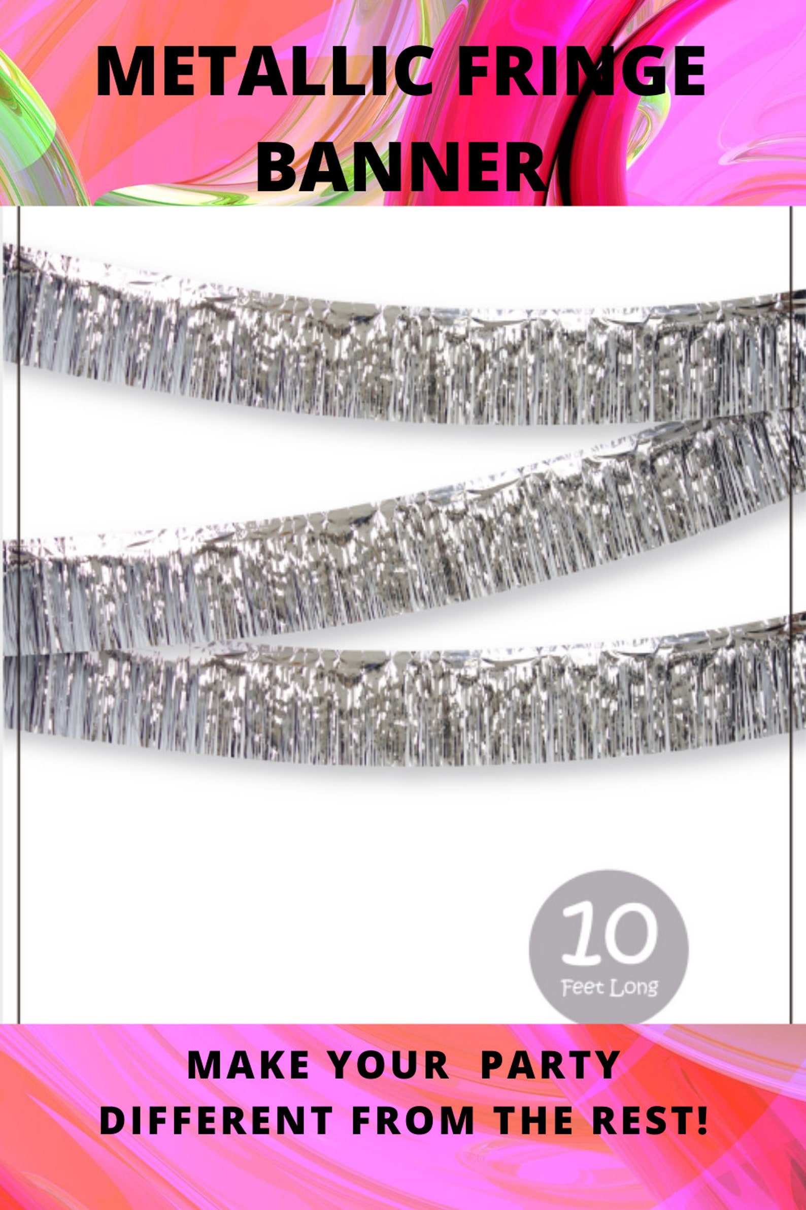 Silver Metallic Fringe Banner Foil Fringe Banner Tinsel Etsy