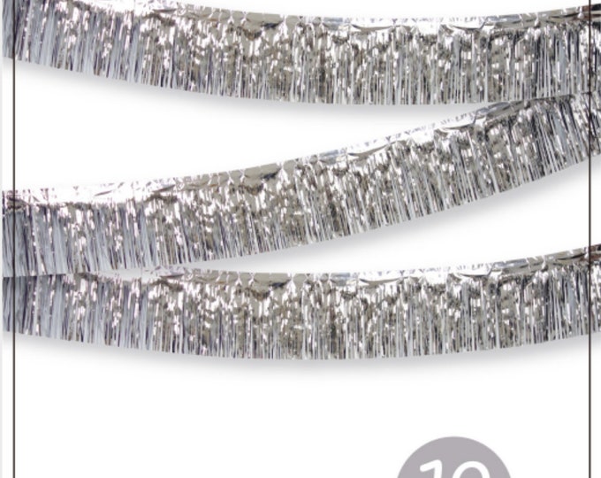 Silver Metallic Fringe Banner Foil Fringe Banner Tinsel Etsy