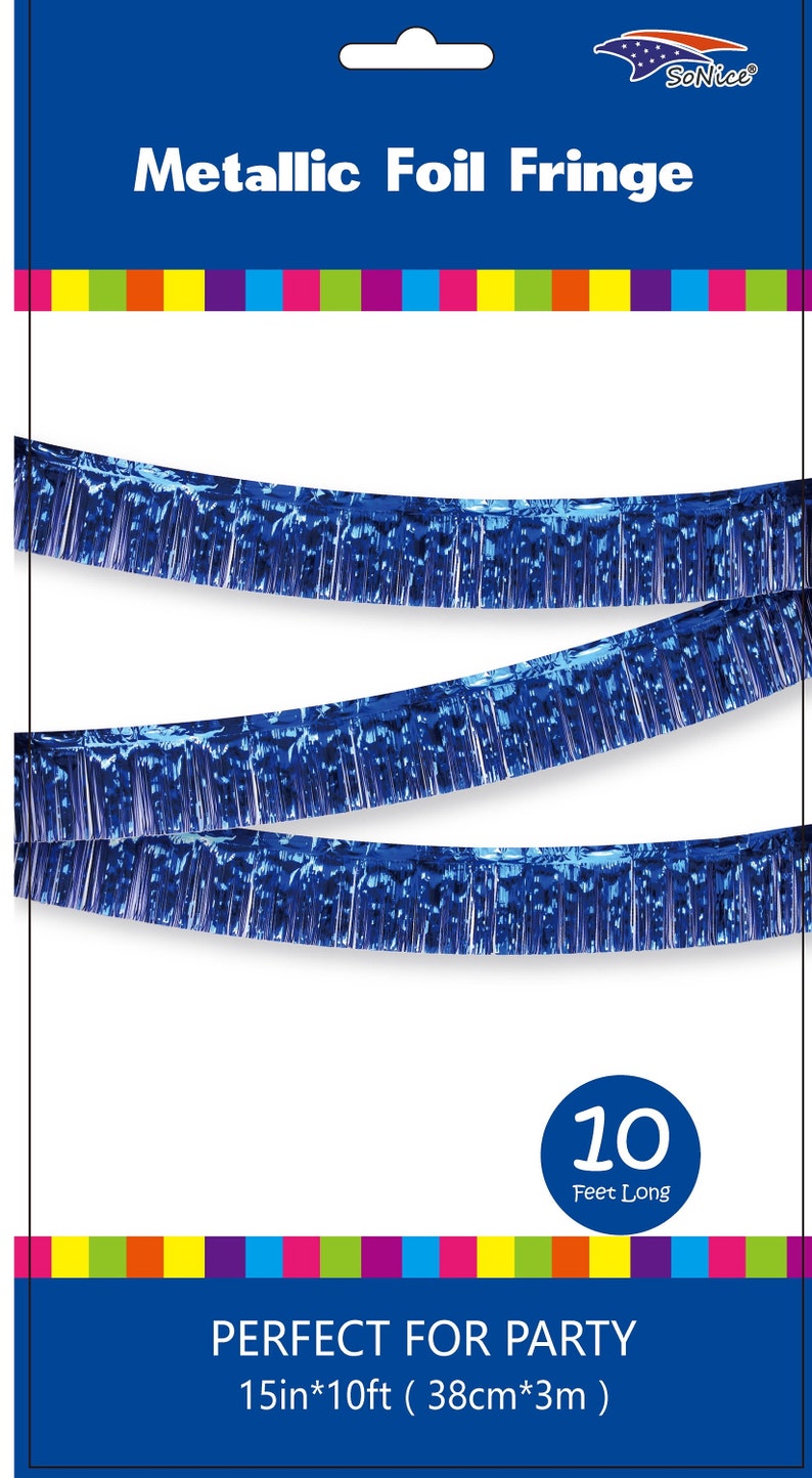 Royal Blue Metallic Fringe Banner Foil Fringe Banner Tinsel Etsy