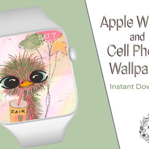 Op de beurs Apple Watch / Fitbit / Mobiele Telefoon Handgetekende Wallpaper Digital Download