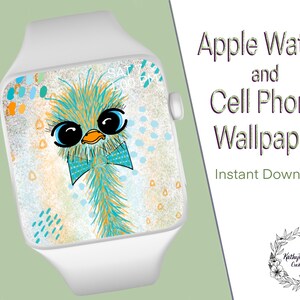 Allan de Emu Apple Watch / Fitbit / Mobiele telefoon Hand-drawn Wallpaper Digital Download