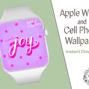 Kies Joy Apple Watch / Fitbit / Mobiele telefoon Handgetekende Wallpaper Digital Download