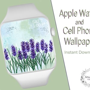 Lavender Apple Watch / Fitbit / Cell Phone Hand-drawn Wallpaper Digital Download