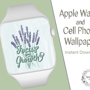 Focus op groei, Lavendel Apple Watch / Fitbit / Mobiele Telefoon Handgetekende Wallpaper Digital Download