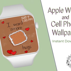 I Want S&#39;More Apple Watch / Fitbit / Cell Phone Hand-drawn Wallpaper Digital Download