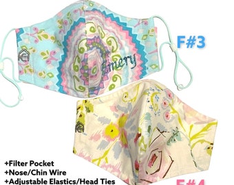Premium 3D floral face mask for kids + adults. Mulberry silk liner + chiffon filter available. 2- 5 layer. 200-1000t.c. Nose wire & pocket.