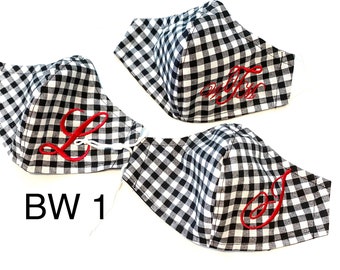 Checkered and houndstooth pattern. 3D hybrid premium quality face mask for adults & kids. Handmade USA. 2-4 layers. Organic cotton 600 T.C.