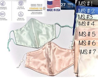 100% Pure Mulberry Silk + OEKO TEX cotton. 3D hybrid face mask. 6 sizes. 4-5 layer. Handmade in USA.  Premium quality 16.5-27 Momme.