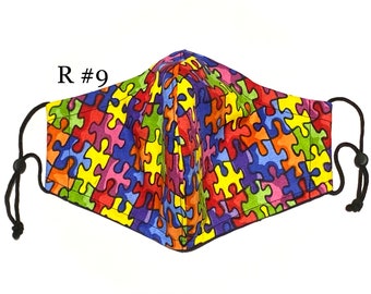 Rainbows pattern. 3D hybrid premium face mask customized for adults & kids. Handmade USA. 2-4 layer. Organic cotton liner 600 Thread Count.