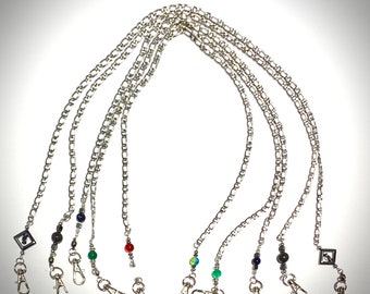 Men’s or boys’ lanyard. Magnetic breakaway stainless steel and natural stones, glass, or crystals with for kids or adults. Handmade USA.