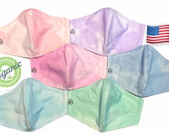 Watercolor pattern. 100% organic cotton and Ink face mask customized for adults & children handmade in USA. Up 2-5 layer. 200 T.C.
