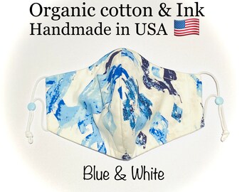 Premium quality. 3D hybrid face mask for adults & kids. Organic cotton + ink. 3-4 layer: Chiffon+600-1000 T.C OEKO-TEX. Handmade in USA
