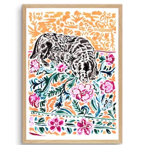 Dog on Carpet Art Print - Maria Félix Illustration - Portuguese Watercolour Wall Decor