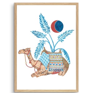 Camel and Moon Art Print - Maria Félix Illustration - Portuguese Watercolour Wall Decor
