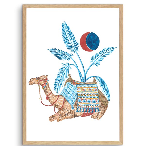 Camel and Moon Art Print - Maria Félix Illustration - Portuguese Watercolour Wall Decor