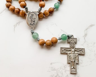 Sankt Franciskus av Assisi San Damiano krucifix katolsk rosenkrans | Rosenkrans av träpärlor | Rosenkrans med mikrosnöre | Katolsk gåva
