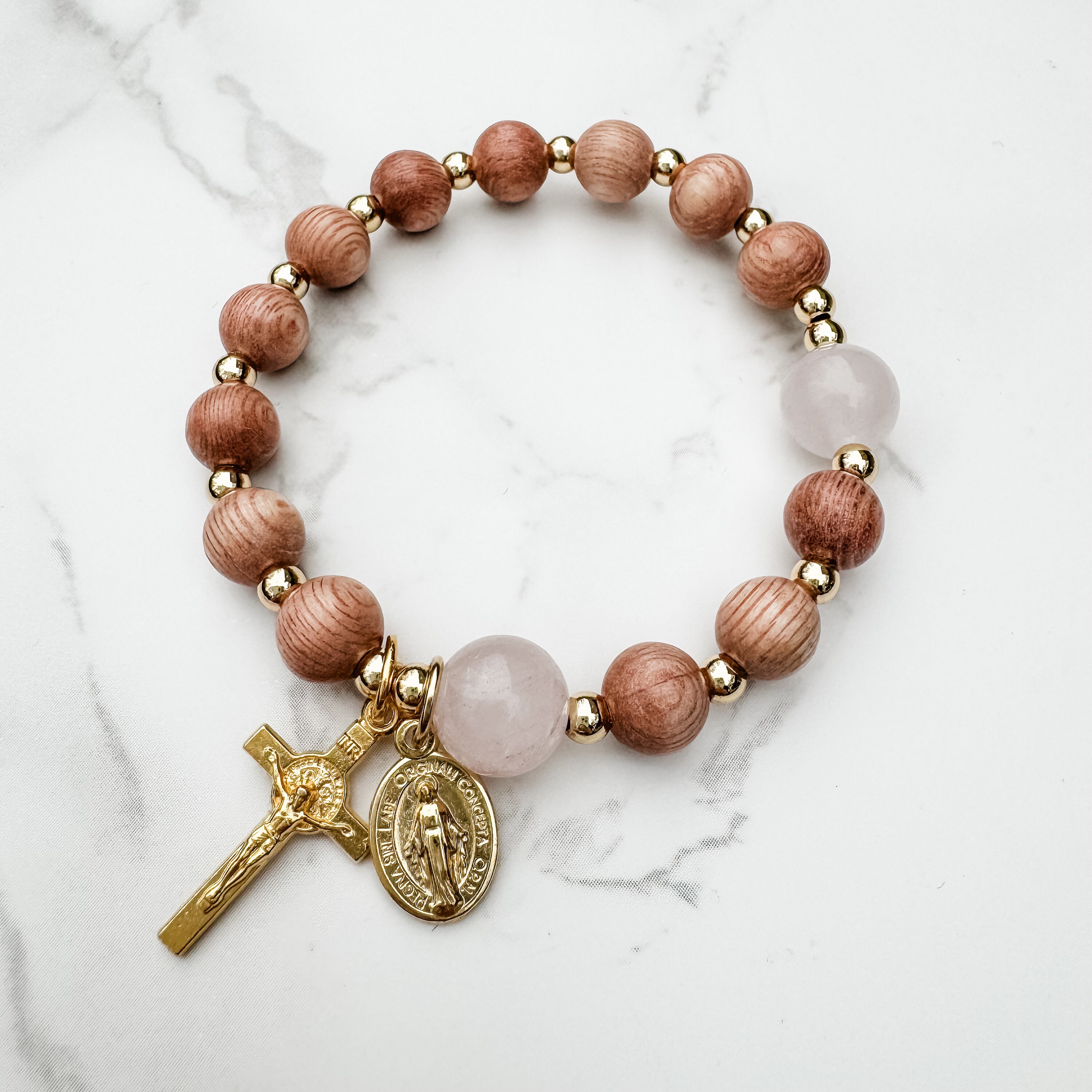 Rose gold shop rosary bracelet