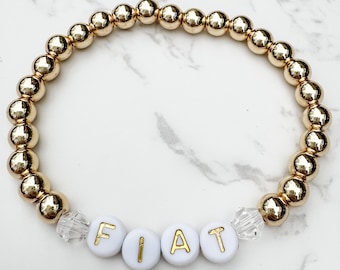 Fiat Catholic Friendship bracelet | Catholic gold beaded bracelet with gold plated beads and crystal beads | Catholic jewelry for her