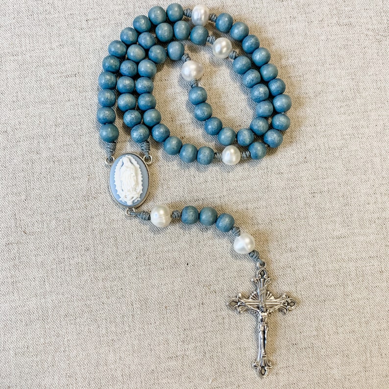 Catholic rosary with cameo Our Lady of Guadalupe centerpiece image 0