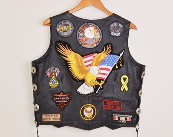 Vintage Leather Motorcycle Vest [XL]