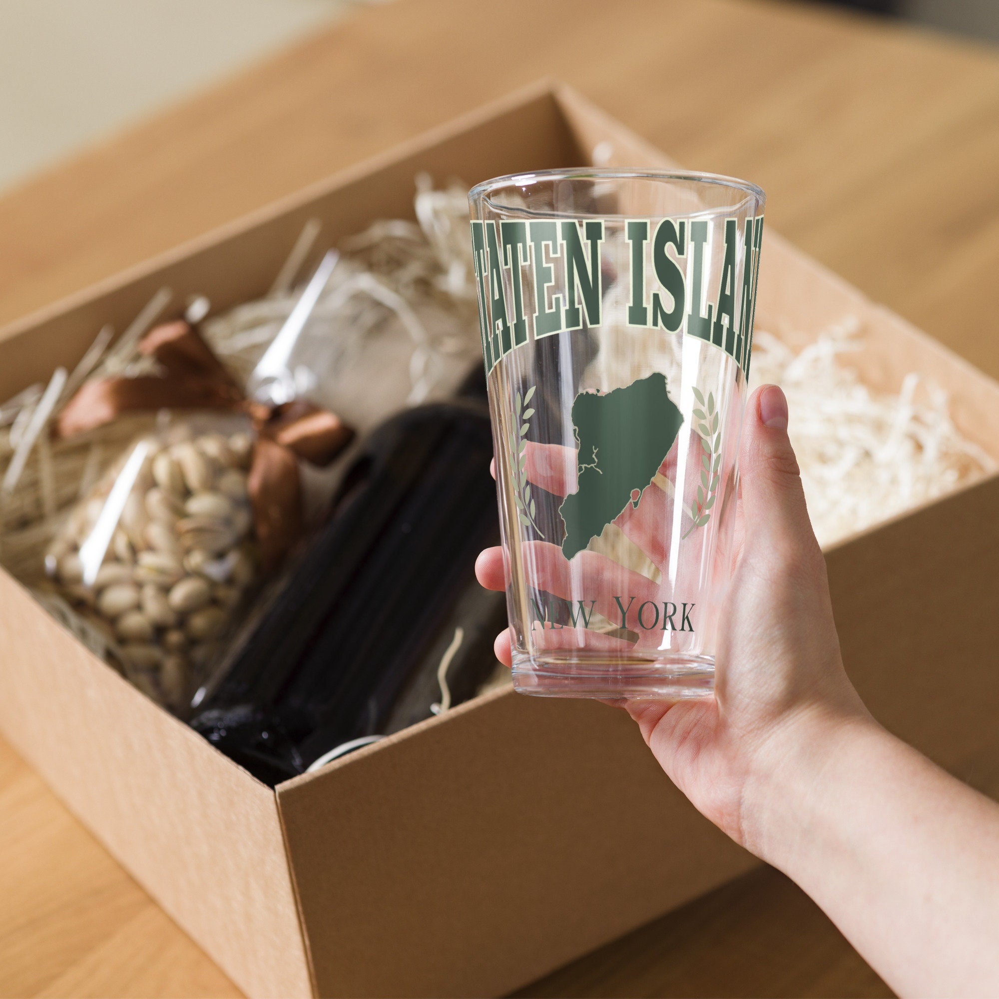 Staten Island NY Shaker Pint Glass Staten Island Gift Etsy