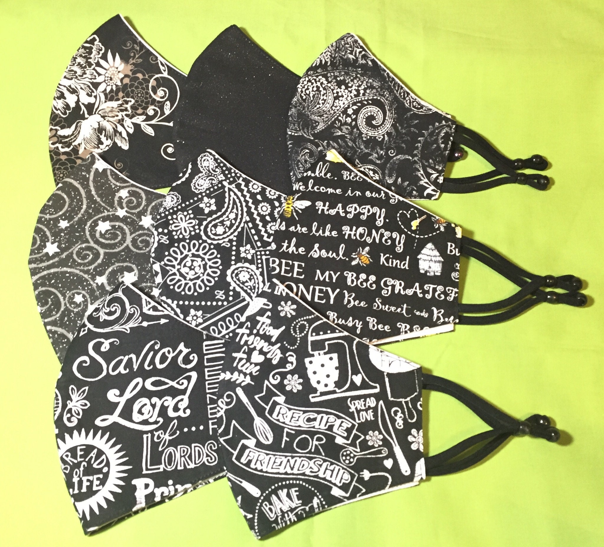 Adult SXL Black Face mask Made in USA 100 Cotton Pocket Etsy