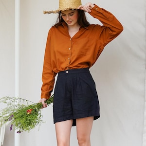 Linen High Waist Shorts, Linen Women Shorts, Summer Shorts, Linen Clothing for Women