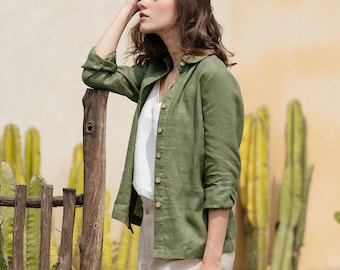 Linen Shirt | Long Sleeves Loose Fit Top | Linen Clothing for Women | Premium Natural Fabric