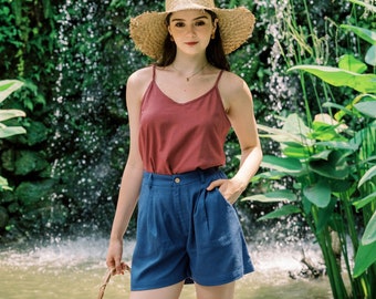 LINEN CAMISOLE, V Neck Cami Top, Loose Women Linen Top, Summer Clothing, Hannah Canvas