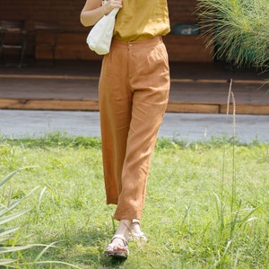 Wide Leg Linen Pants Linen Long Pants Premium Linen Clothing for Women image 2