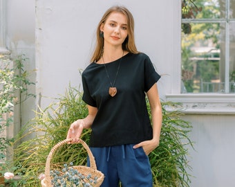 Linen tee | Linen short sleeves top | Linen short sleeves blouse | Premium Linen Clothing for Woman