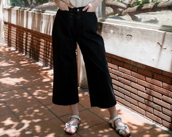 Mid-calf Linen Pants, Linen Crop Pants, Elastic-waist Linen Pants, Premium Linen Clothing for Women