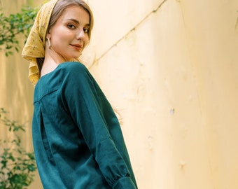 Linen Long Sleeves Blouse - Handmade Clothing for Women