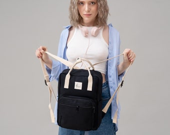 Travel backpack AKI, Backpack for Mommy, Canvas Diaper Backpack, Weekender backpack, Gift for Her, Fit Laptop 13 inches