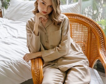 Linen pajama set | Linen sleepwear | Long sleeve pajamas set | Premium Linen Clothing for Women
