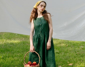 Linen Sleeveless Dress - Handmade Clothing for Women